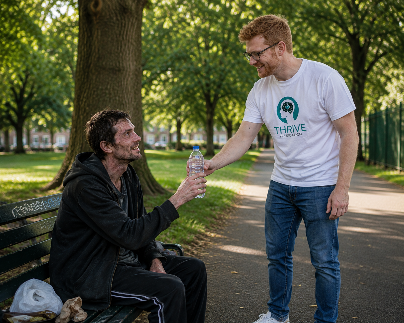 Charity Volunteer helping man